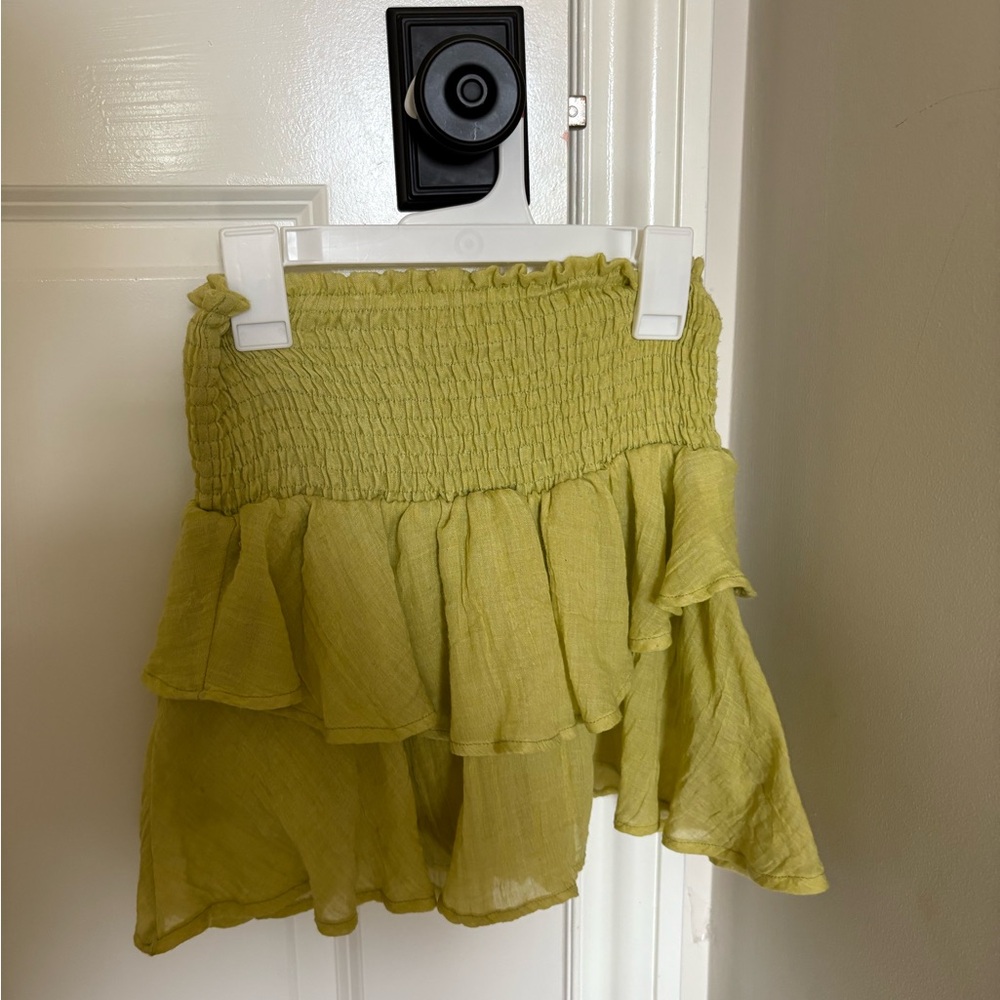 Lime Green Ruffled Mini Skirt